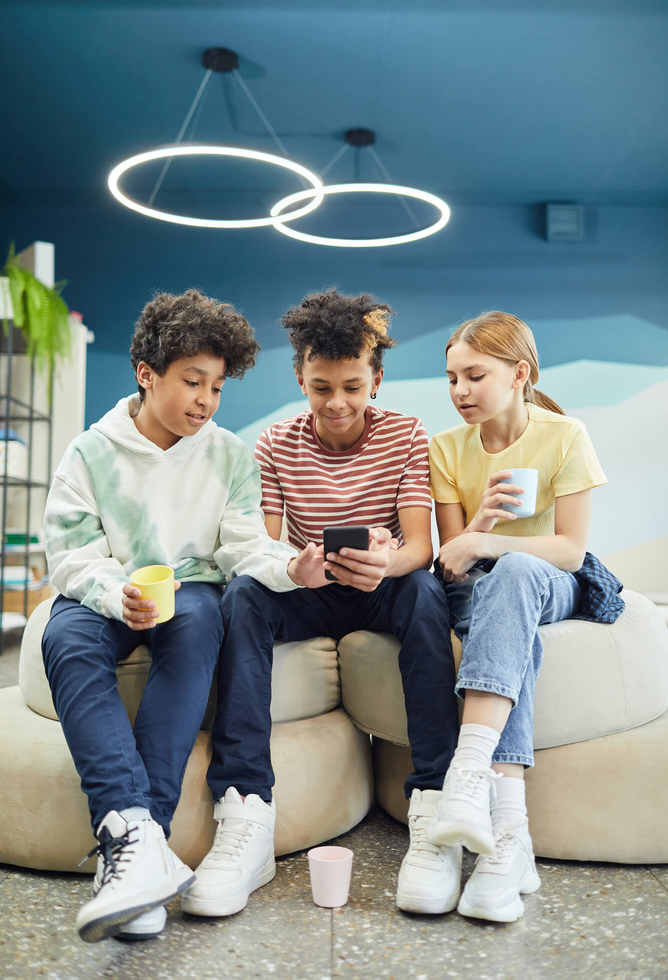 Young people looking at phone